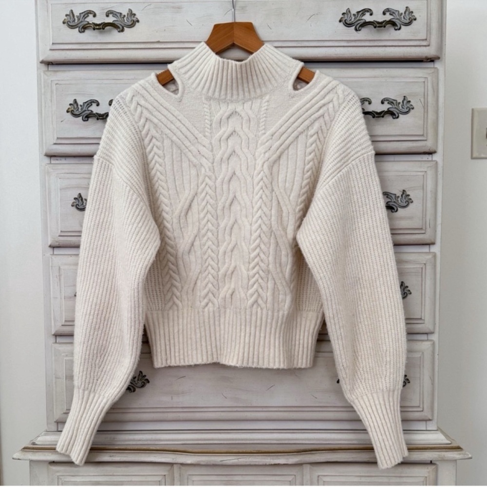 Express Cream Cable Knit Sweater - Picture 3 of 6